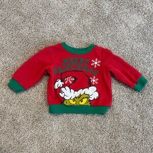 Festive Grinch Kids Sweatshirt in Red and Green
